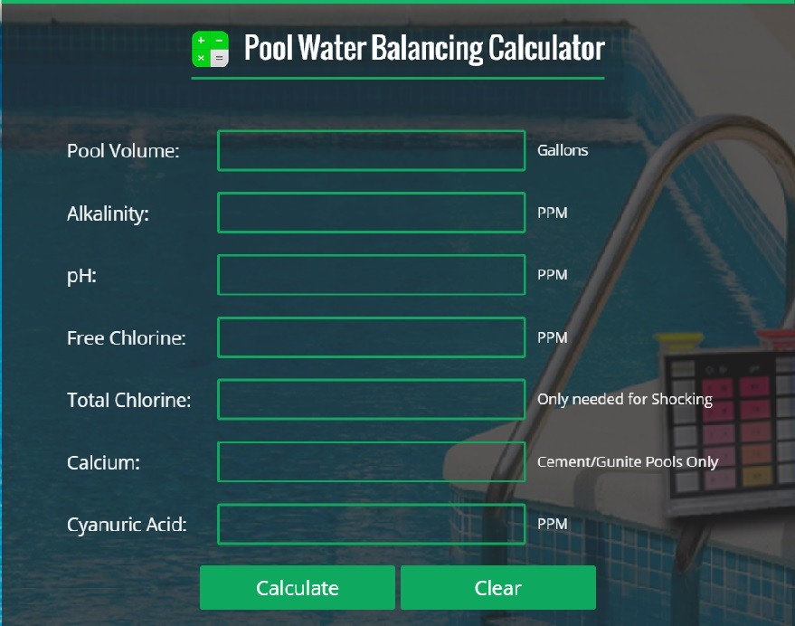 Pool water balance calculator