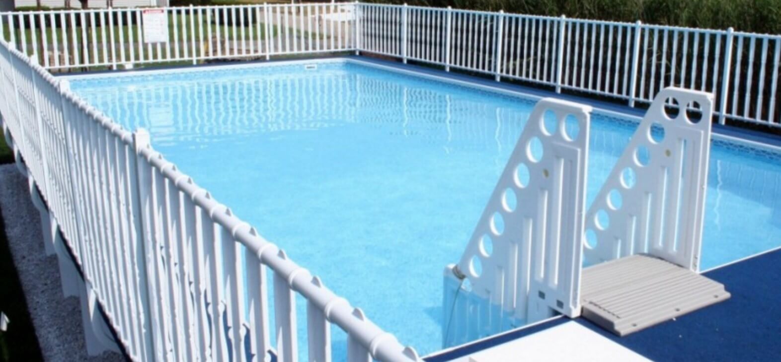 Admirals Walk Pool - Rectangle Pool With Deck and Fence.